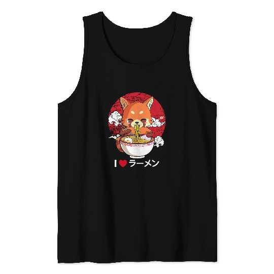 Funny Bear Red Panda Ramen Japanese Noodles Cute Kawaii Anime Gift Girl Cute Bears Tank Tops