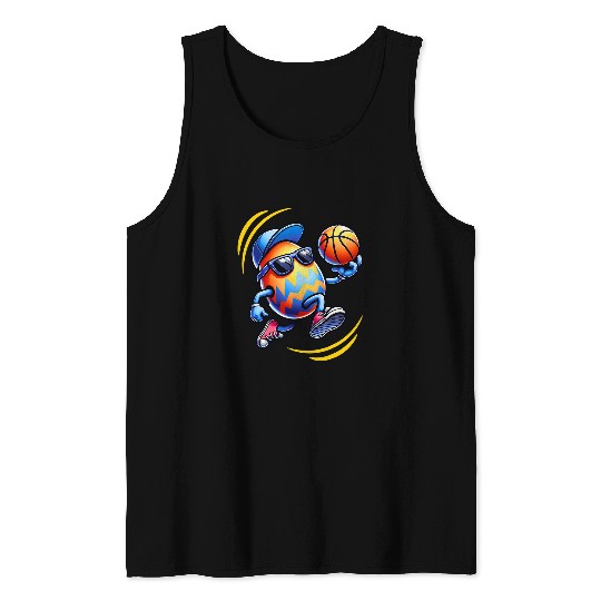 Sport Basketball Easter Egg Playing Basketball Sports Boys Men Kids Toddler 3 Tank Tops