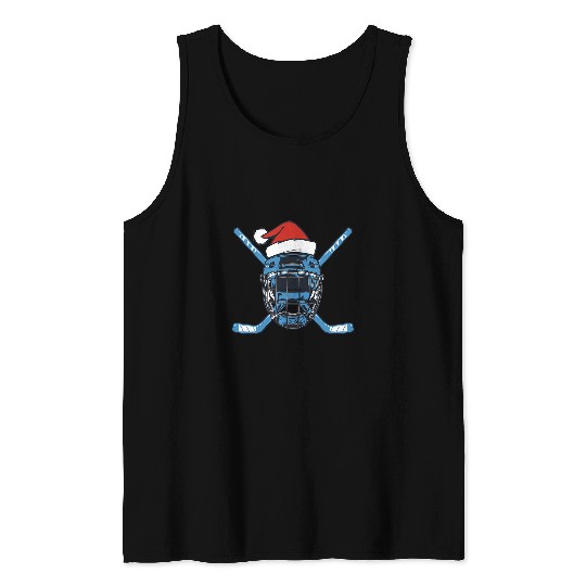 Sport Hockey Santa Hat Hockey Sport Christmas Ice Tank Tops