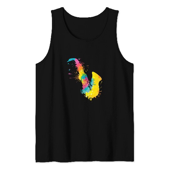 Funny Saxophone Jazz band orchestra music I play saxophone Tank Tops