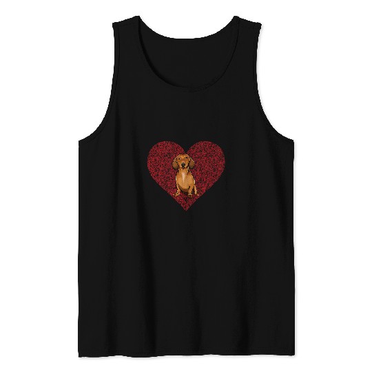 Dachshund Pet Fingerprint Love Brown Dachshund German Tank Tops