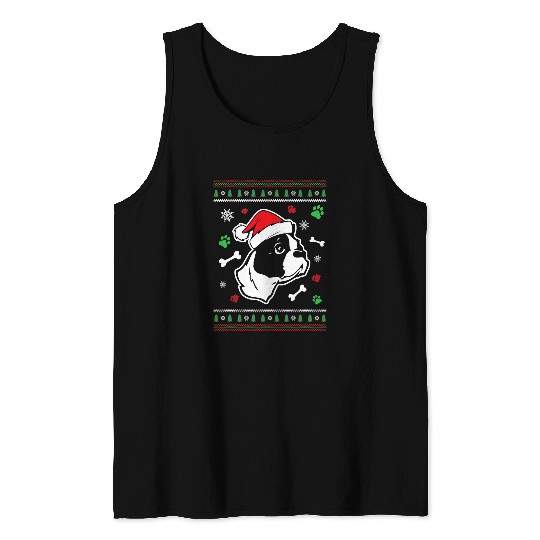 Boston Terrier Pet Santa Claus Christmas Gift Tank Tops