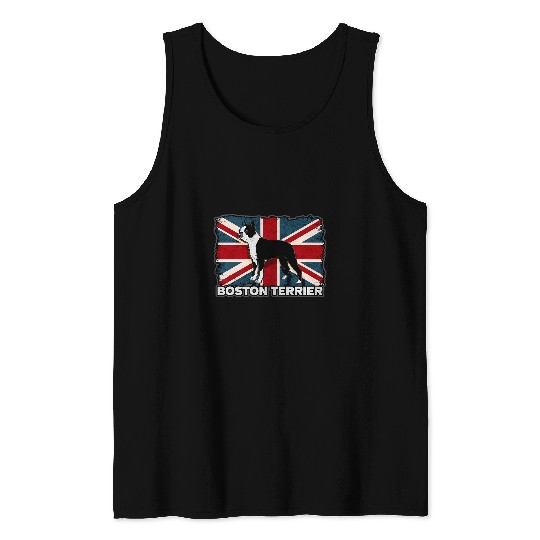 Boston Terrier Pet Union Jack British Flag Tank Tops