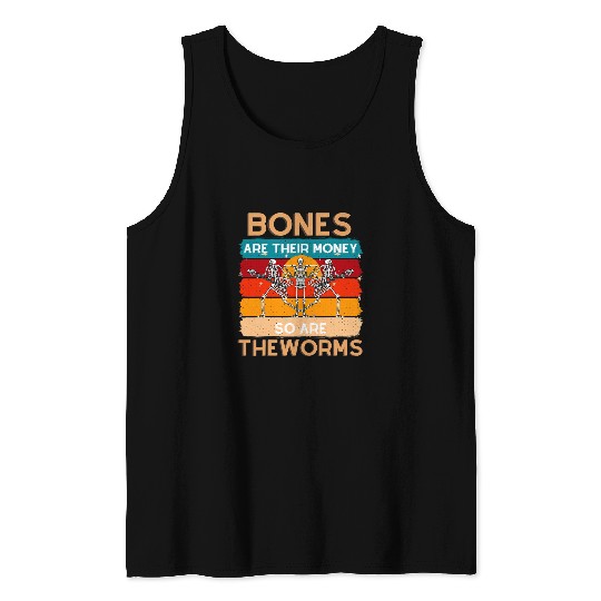 Funny Guitar Bones Are Their Money Skeletons Playing Guitar Retro vintages Skull Tank Tops