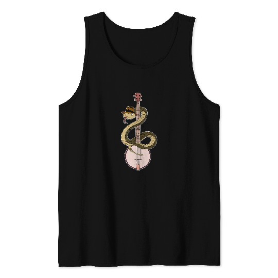 Funny Banjo Snake Banjo Music Country Southern Backwoods Cottage Core Tank Tops