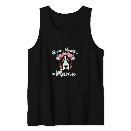 Bernese Mountain Pet Womens Cute Dog Mom Mothers Day Bernese Mountain Mama Florals Tank Tops