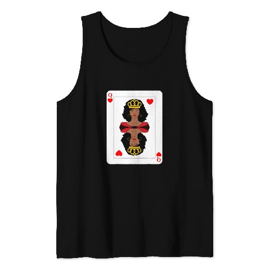 Black Queen of Hearts African American Woman on Playing Card Tank Tops