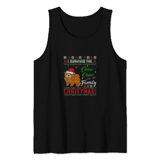 Chow Chow Pet I Survived The Chow Chow Dog Family Ugly Christmas Tank Tops