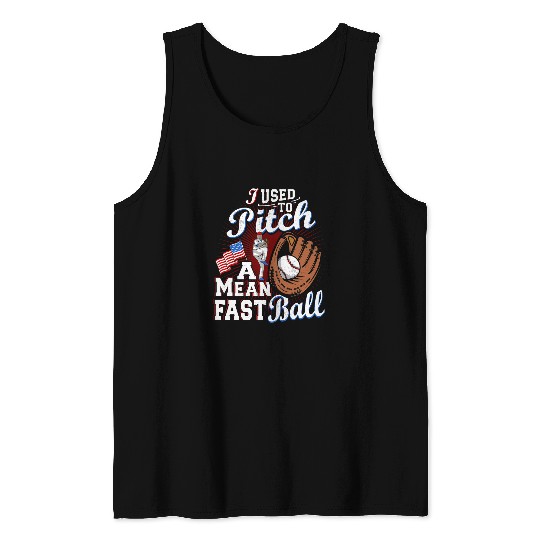 Sport Baseball Funny Baseball Pitcher Player Vintage Mean Fast Ball Dad Tank Tops