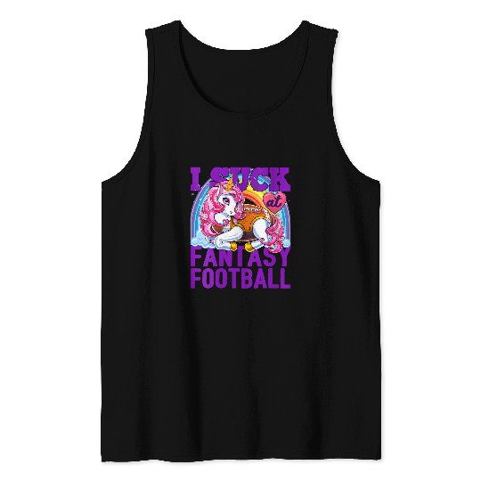 Sport American Football Womens I Suck at Fantasy Football Unicorns Rainbow Loser Men Tank Tops