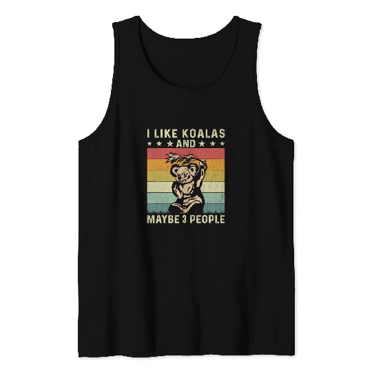 Funny Bear I Like Koalas and Maybe 3 People Retro 60s 70s Koala Cute Bears Tank Tops