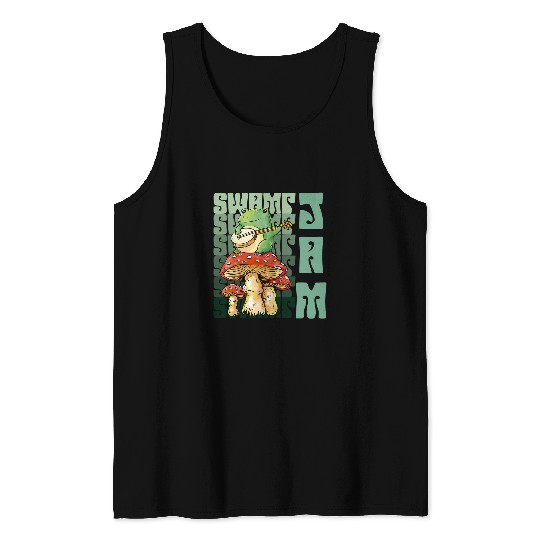 Funny Banjo Frog Swamp Jam Frog Toad Tank Tops