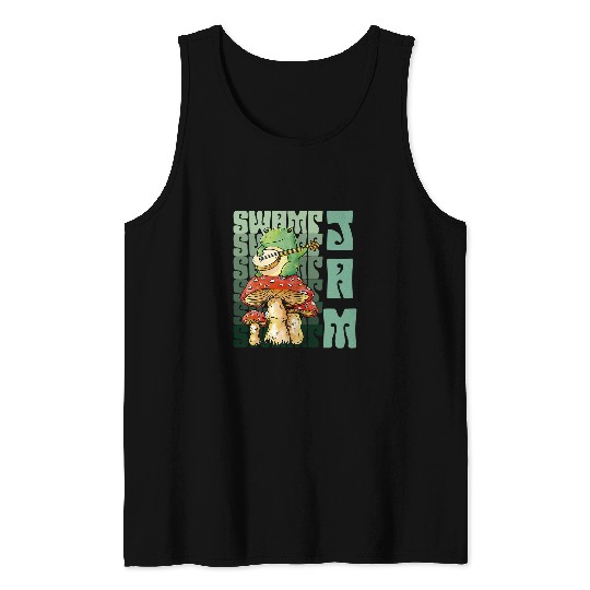 Funny Banjo Frog Swamp Jam Frog Toad Tank Tops
