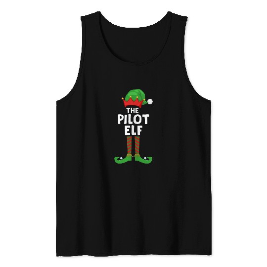 The Pilot Elf Family Matching Christmas Group Funny Pajama Tank Tops