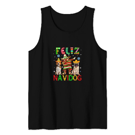 Beagle Pet Pug Lover Feliz Navidad Dog Dabbings Mexican With Beagle Pug Tank Tops