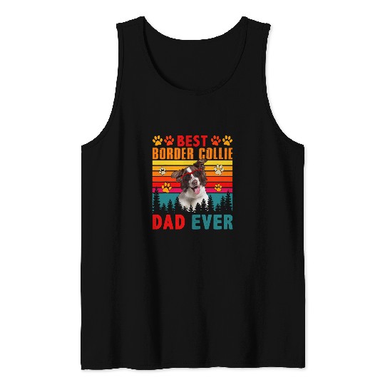 Border Collie Pet Vintage bests Border Collie Dad Ever Cute Dog Sunglasses Tank Tops