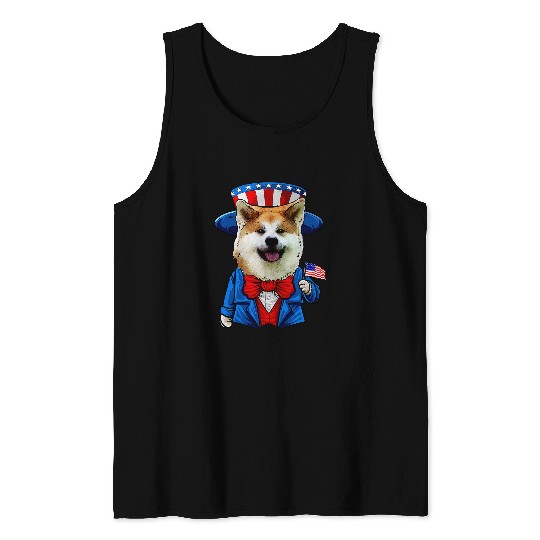 Akita Pet Funny Akita 4th of July American Dog Tank Tops