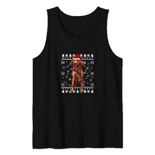Coonhound Pet Redbone Coonhound Dog Santa Hat xmass Ugly Christmas 1 Tank Tops