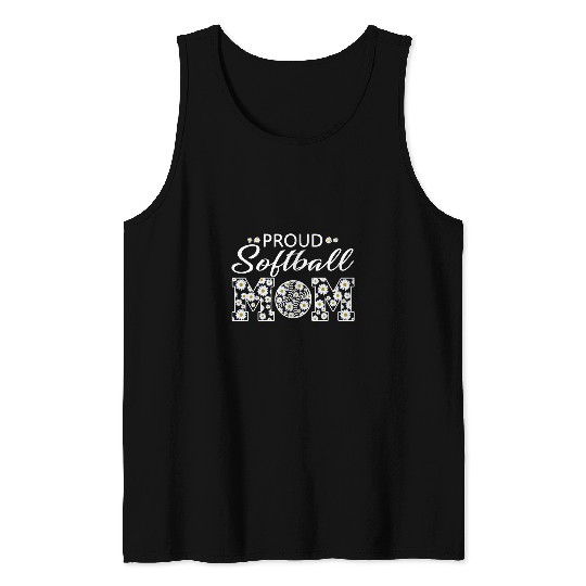 Softball Gift Mom Proud Daisy Tank Tops
