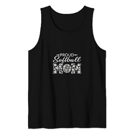 Softball Gift Mom Proud Daisy Tank Tops