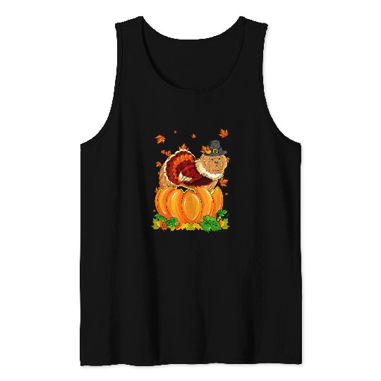 Chow Chow Pet Thanksgiving Turkey Fall Autumn Pumpkin Tank Tops