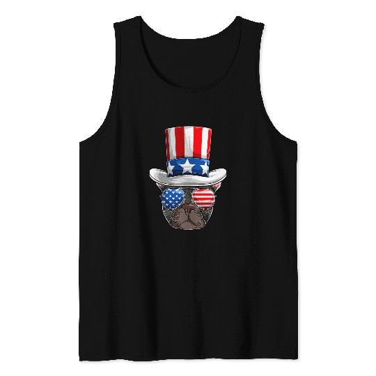 French Bulldog Pet American Flag Fourth Of July Frenchie Tank Tops
