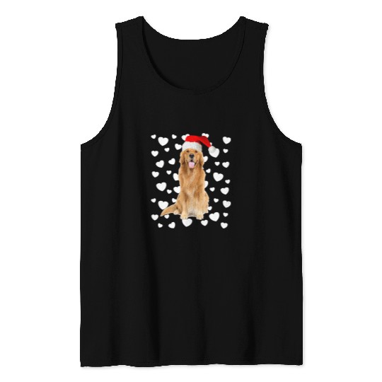 Golden Retriever Pet Christmas Golden Retriever Santa Hat Holidays Dog Mom Dad Tank Tops