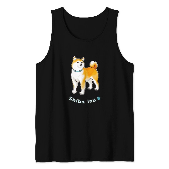 Shiba Inu Pet with Hopeful Expression Tank Tops