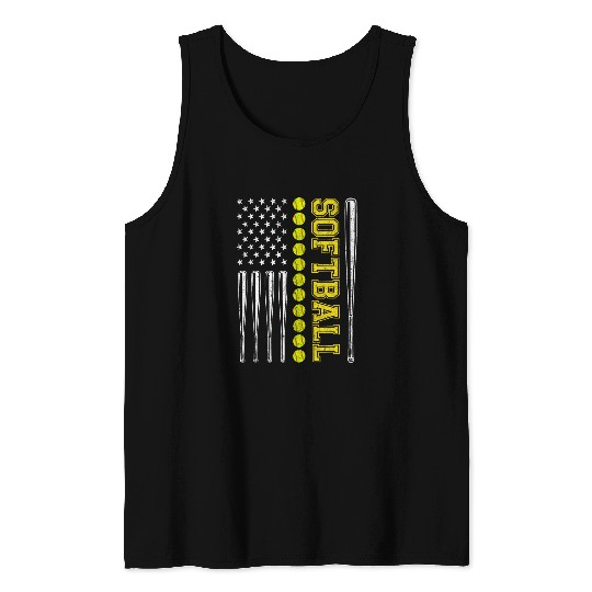Sport Softball American Flag Softball Team Gifts Tank Tops