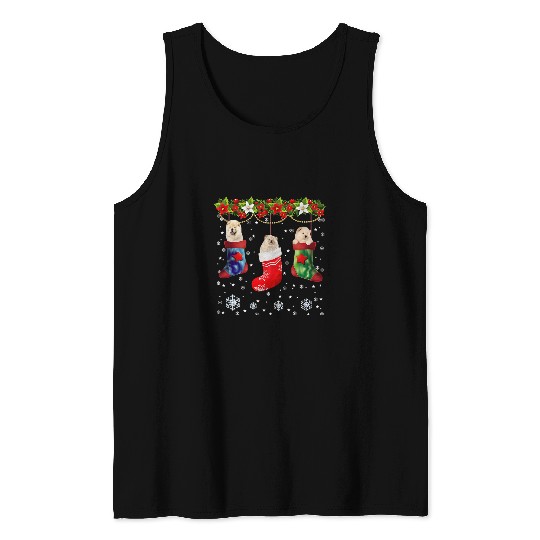 Chow Chow Pet Three Chow Chow Dog In Sock Christmas Santa Hat Xmas Tank Tops
