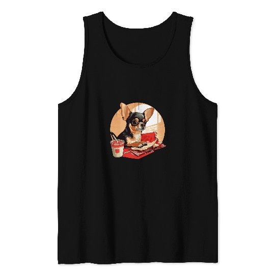 Chihuahua Pet Reading or Doing Accounting Tank Tops