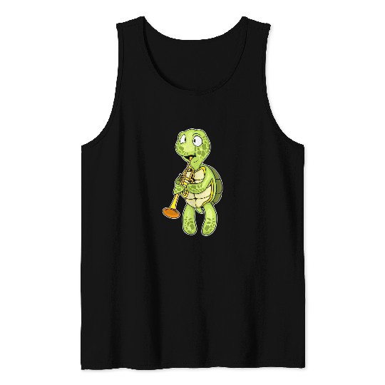 Funny Trumpet KV9 Turtle Trumpet Player Kids Music Orchestra Trumpet Tank Tops