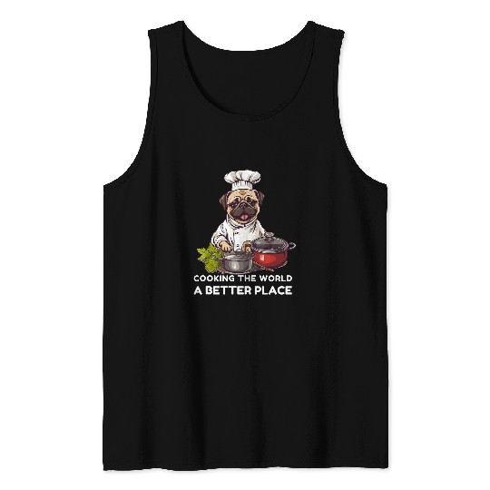 Pug Pet Dog Lover Cooking Chef Dogs Tank Tops
