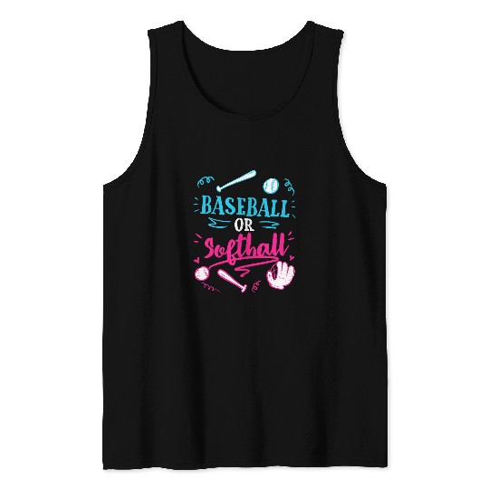 Sport Baseball Gender Reveal Party Baseball Softball Dad Mom Tank Tops