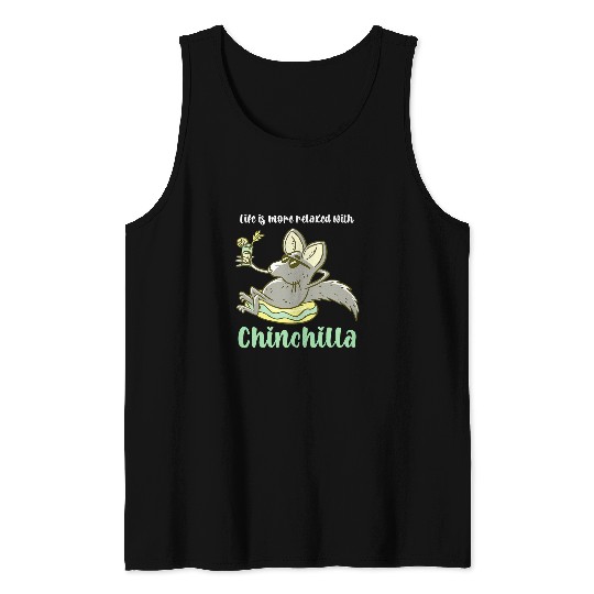 Chinchilla Mammal Drinking Lemonade Pet Lover Tank Tops