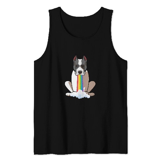 Bull Terrier Pet Funny StafforShire Bull Terrier Dog in Colorful Rainbow Tank Tops