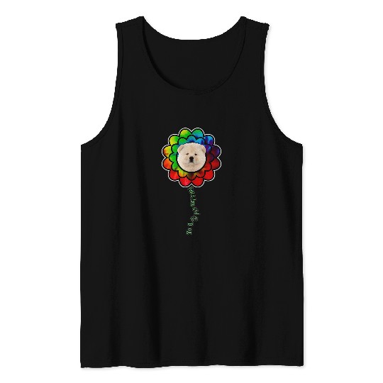 Chow Chow Pet Peace Love Flower Dog Tank Tops