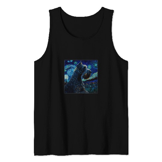 Schnauzer Pet Surrealism Starry Night Giant Schnauzer Dog 69 Tank Tops