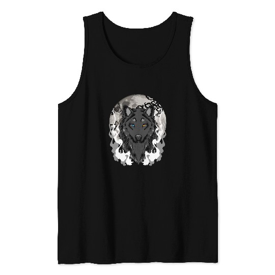Coyote Mammal Cool Full Moon Black Tank Tops