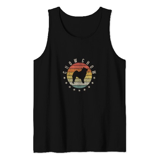 Chow Chow Pet Paw Vintage Retro Dad Mom Women Pet Tank Tops