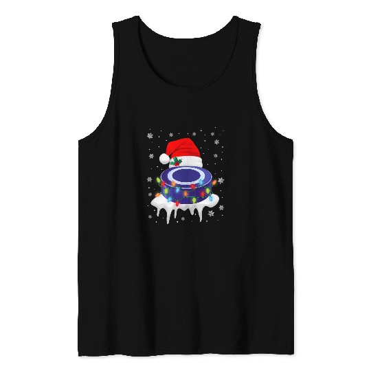 Sport Hockey Cute Christmas Hockey Santa Hat xmass Light Boys Girls Tank Tops