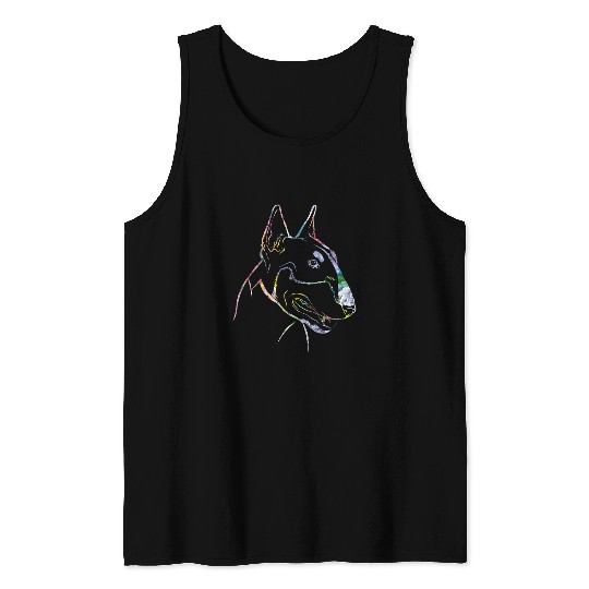 Bull Terrier Pet Face Colorful Art Design Tank Tops