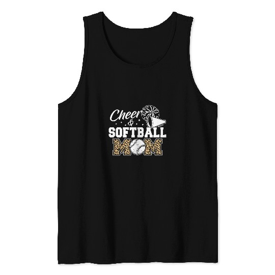 Sport Softball Cheer Mom Leopard Pattern Moms Cheerleader 7 Tank Tops