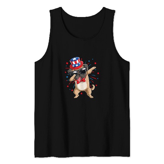 Pug Pet Dabbings pug 4th of july men women usa american flag dog Tank Tops