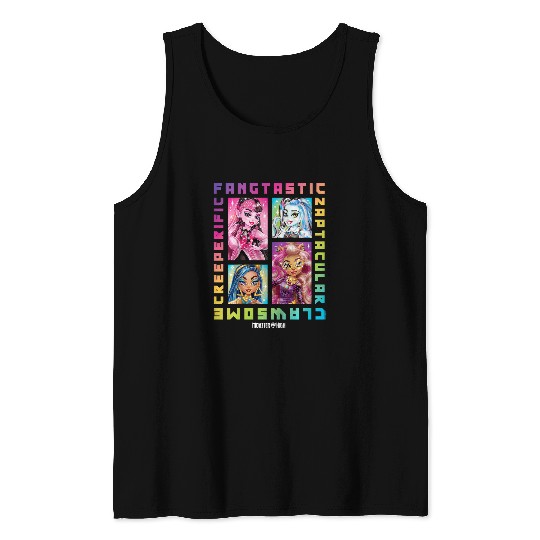 Kids Monster High Student Rainbow Grid Tank Tops