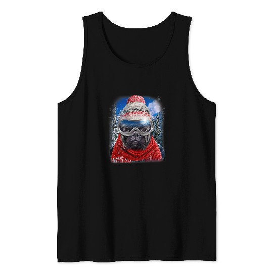 French Bulldog Pet Skiing Ski French Bull Dog in Winter Ski Snowboarding Wear Tank Tops