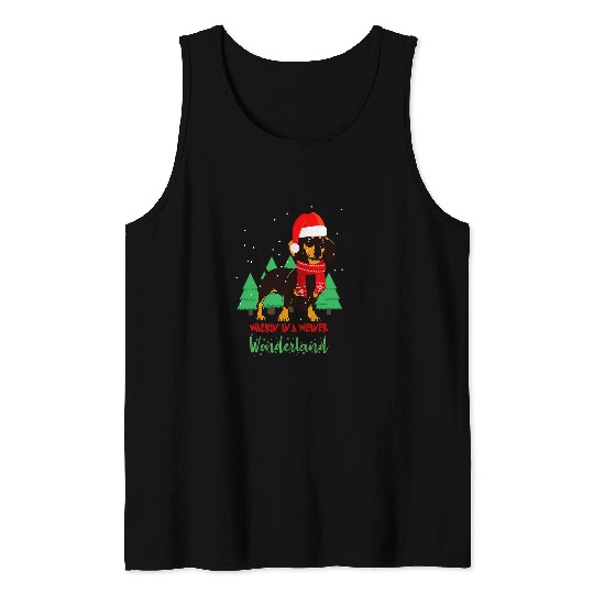 Dachshund Pet Walking In A Weiner Wonderland Dachshund Christmas Snow Tank Tops