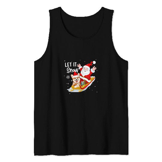 Corgi Pet Dog Let It Snow xmass Cute Corgi Santa Christmas Party 74 Tank Tops