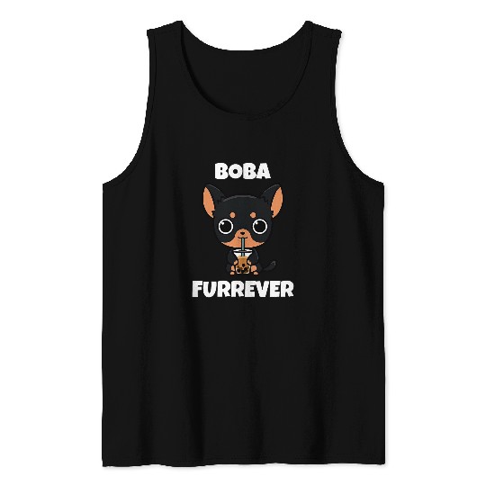 Miniature Pinscher Pet Boba Furrever Funny Dog Bubble Tea Tank Tops