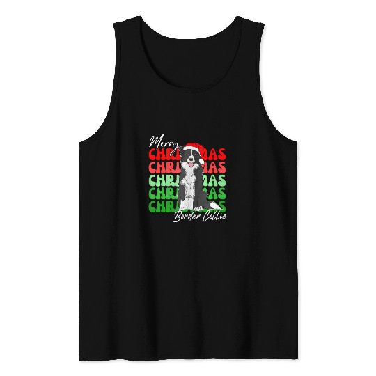 Border Collie Pet Merry Christmas Border Collie Santa xmass Dog Mom Christmas Tank Tops